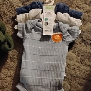Blue Striped Baby Onesie Set
